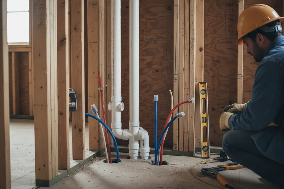 Drain and supply rough-in during Leak Detection in Lascassas